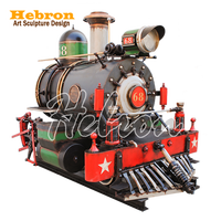 Modèle de train à vapeur vintage en métal sur mesure pour événements extérieurs, centres commerciaux, bars, décoration steampunk, sculpture de train sur rail