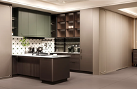 Meuble de cuisine sur mesure de luxe avec éclairage intelligent à capteur et quincaillerie à fermeture douce