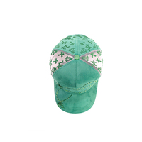 Gorra de béisbol de gamuza verde de lujo con bordado cruzado estilo High Street, gorra snapback ajustable vintage desgastada para hombre y mujer, gorra trucker