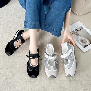 2026 Summer New <b>Soft</b> Leather Flat Toe Open Back Velcro Strap Retro Versatile Mary Jane <b>Shoes</b> Ballet <b>Shoes</b> for Women - Product Image 5
