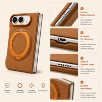 Étui de téléphone pliable en cuir PU pour iPhone Duo 360 avec support anneau, logo personnalisé, fabrication OEM
