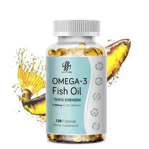 100 % Alaskanischer Tiefseefisch 2500 mg aktive Omega 3 Fischölkapseln Nahrungsergänzungsmittel 120 Stück für besseres Gedächtnis oder Schlaf