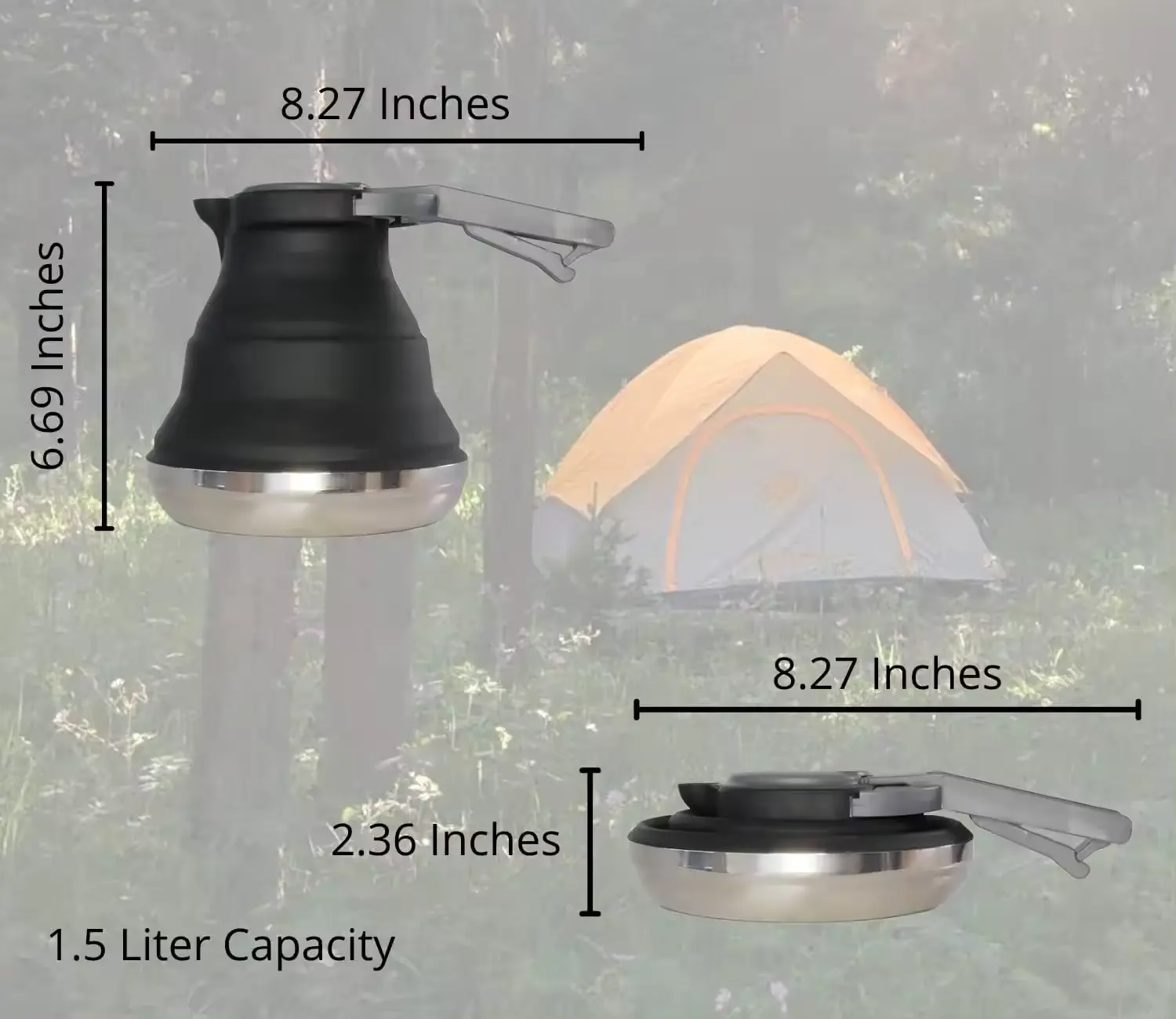 NPOT Portable Silicone Collapsible Tea Bottle Outdoor Camping Travel Water Kettles Silicone Kettle