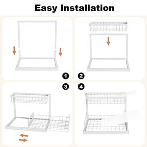 Organisateur coulissant à 2 niveaux sous l'évier - Rangement en métal antirouille pour armoires de cuisine et de salle de bain pour produits de nettoyage - Product Image 4