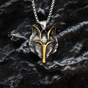 Europeo americano Hip Hop titanio acciaio vico volpe celtica <span class=keywords><strong>sciacallo</strong></span> lupo collana per gli uomini - Product Image 2