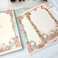 Bloc-notes floral B5 motif ours mignon, bloc-notes ligné détachable, bloc-notes Kawaii pour journal étudiant, papeterie de bureau