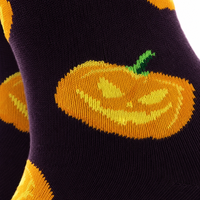 Chaussettes fantaisie d'Halloween - Motifs Jack-O'-Lantern, chauve-souris et squelette - Chaussettes festives en coton peigné doux