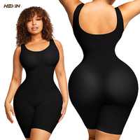 HEXIN Combinaison moulante noire sans couture sans couture lève-fesses Contrôle de la lumière quotidienne Combinaison moulante grande taille