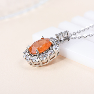 Collar con Colgante de Plata de Ley 925 Chapado en Rodio con Piedra Preciosa de Granate Natural de <span class=keywords><strong>Orande</strong></span>, Proveedor Mayorista para Mujer - Product Image 3