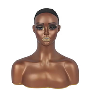 Cabeza de Maniquí Realista Femenina con Hombros y Peluca, para Maquillaje y Estilismo
