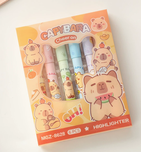 Ensemble de surligneurs mignons Capybara, 6 pièces, couleurs <span class=keywords><strong>pastel</strong></span> pour la protection des yeux, pour les étudiants, journalisation, prise de notes, stylos de marquage, papeterie kawaii, cadeau - Product Image 3