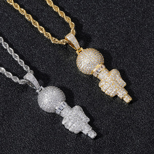 BES classico placcato oro placcato in rame Micro Set zircone torce uomo Hip Hop Memorial collana con ciondolo gioielli Hip Hop - Product Image 3