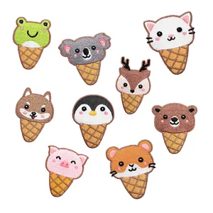 Hot bán đáng yêu động vật Ice Cream Cone thiết kế sắt trên trẻ em quần áo thêu các bản vá lỗi
