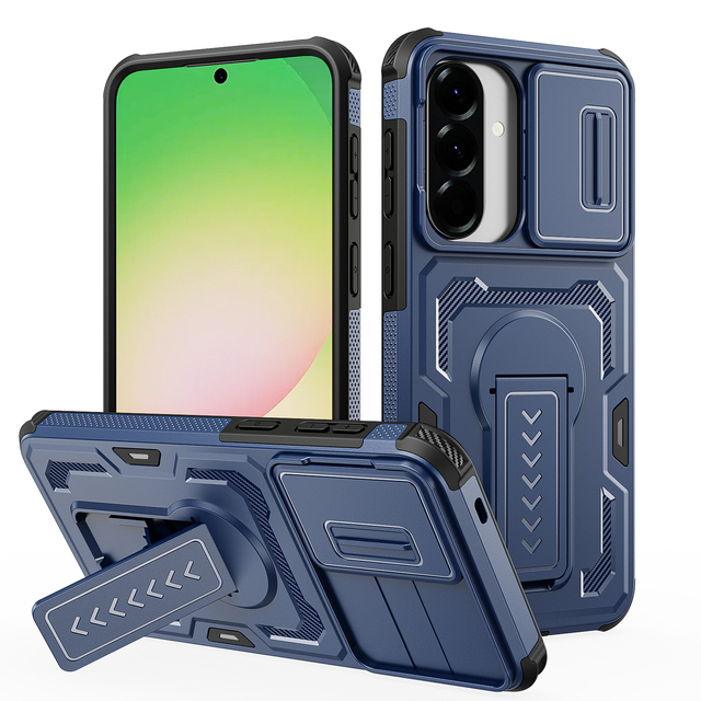 Heavy Duty Case for Samsung A57 A37 A27 A17 A56 A36 A26 with Slide Camera Cover & Kickstand Shockproof Bumper Protective Cover