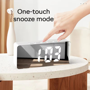 Trang trí nội thất mới lạ phòng ngủ nhiệt kế hiển thị bền cô gái make up Gương LED kỹ thuật số snooze Đồng hồ báo thức - Product Image 5