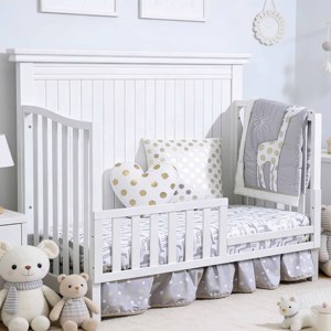 Lit bébé convertible 4-en-1 moderne en bois massif, hauteur réglable, écologique, pour bébés, enfants, chambre d'hôpital, salon - Product Image 4