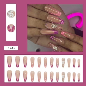 24 Uds <span class=keywords><strong>uñas</strong></span> postizas <span class=keywords><strong>con</strong></span> pegamento diseño <span class=keywords><strong>de</strong></span> <span class=keywords><strong>flores</strong></span> ataúd largo bailarina francesa cubierta completa puntas <span class=keywords><strong>de</strong></span> <span class=keywords><strong>uñas</strong></span> <span class=keywords><strong>acrílicas</strong></span> prensa en las <span class=keywords><strong>uñas</strong></span> - Product Image 5