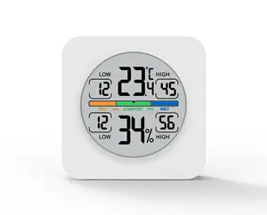 เครื่องวัดอุณหภูมิแบบดิจิตอลภายในอาคารแสดงผลข้อมูลสูงสุด/นาทีติดผนัง/โต๊ะยืนในตัวมีอุณหภูมิแม่เหล็กในตัว c/f