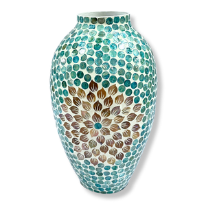 Vase de maison décoratif léger et écologique fait à la main grand carton Floral Capiz Shell Inlay Vase de table Lacquerworld - Product Image 3