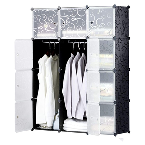 Tủ quần áo nhựa tự lắp ráp, thiết kế hiện đại, di động, tiện dụng cho phòng ngủ, nội thất gia đình, tủ quần áo kết hợp - Product Image 1