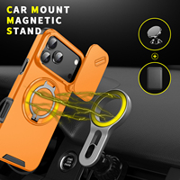 Étui de téléphone GSCASE Heavy Duty Armor Antishock avec support rotatif pour iPhone 17 Pro Max, coque magnétique avec cache-caméra coulissant, antichoc