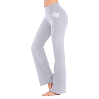 Pantalons décontractés en nylon évasés pour femmes XINXU de haute qualité Yoga ample taille haute Logo personnalisé Gym avec poches pour femme