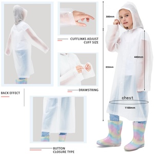 Imperméable Long EVA imperméable pour filles garçons âgés de 6 à 13 ans <span class=keywords><strong>Veste</strong></span> de <span class=keywords><strong>pluie</strong></span> réutilisable à la mode coupe-vent avec capuche Caractéristique jetable - Product Image 2