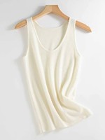 Camisole sans manches en cachemire peigné à col en V pour femme, pull rayé ajusté à porter sous les vêtements, vente en gros