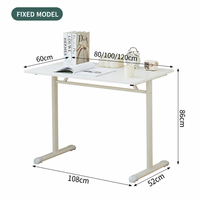 Escritorio de Computadora Extensible con Altura Ajustable Automática, Marco de Madera, Superficie de MDF Ecológica con Acabado Blanco, Patas en Forma de T para Oficina