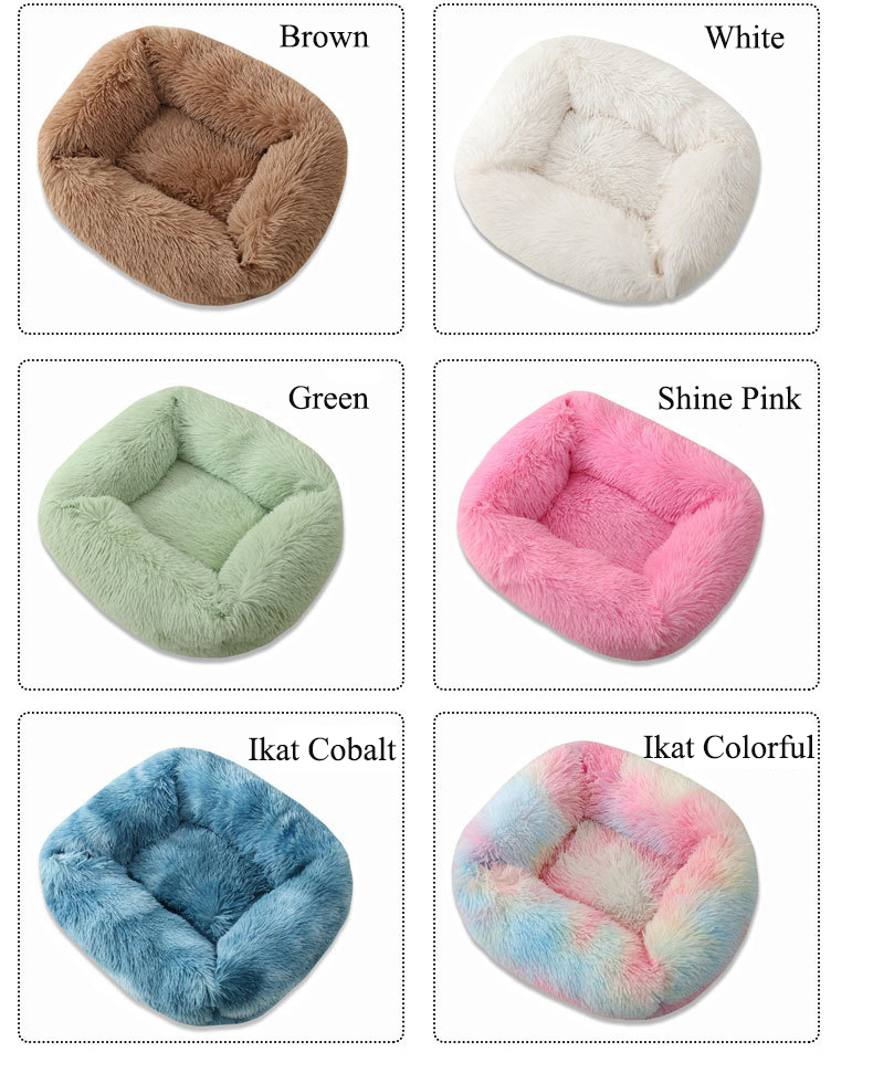 Small Soft Donut Faux Square Dog Bed Luxury Washable Plush Fluffy Pet Dog Bed
