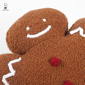 Christmas Decoration Cute Gingerbread Man Cushion Pillow With Filling Soft Comfort Plush Home Decor Pillows