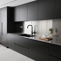 Armoires de cuisine en acier inoxydable noir de luxe plan de travail multifonctionnel pour salon de villa fabriqué en Chine