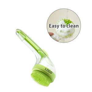 Custom Pet Bath <b>Brush</b> Green Easy Clean Silicone Soft Pet <b>Brush</b> WIth Shampoo Dispenser for Promotion - Product Image 1