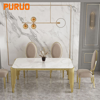 Table console moderne PURUO de haute qualité, luxueuse, pour l'entrée de la maison, en acier inoxydable, marbre, verre, or, à deux niveaux, meubles de salon