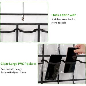 42 Pocket Clear Organizer Chart For Classroom <b>Phone</b> Storage <b>Wall</b> <b>Mount</b> With Hooks Rectangle Plastic Office Storage Solution - Product Image 5