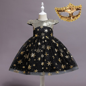 Girls <b>Red</b> <b>Sequin</b> Snowflake Dress Cap Sleeve Party Costume Winter Holiday Dress - Product Image 3