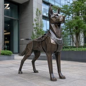 Statue de chien K9 grandeur nature en bronze, sculpture de berger <span class=keywords><strong>allemand</strong></span> moulée à la main avec harnais pour la décoration de parcs, villas et cours. - Product Image 3