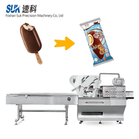 Machine d'emballage horizontale automatique, enveloppeuse pour l'emballage de gaufrettes, de cornets de crème glacée et de sucettes