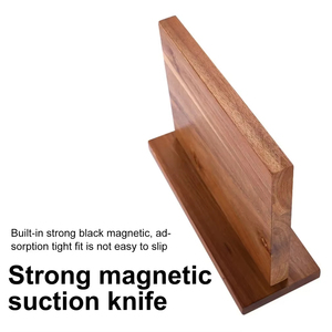 Support magnétique double face en bois d'acacia de haute qualité pour couteaux, avec fixation par aspiration, pour rangement de cuisine, en métal, vente en gros - Product Image 2