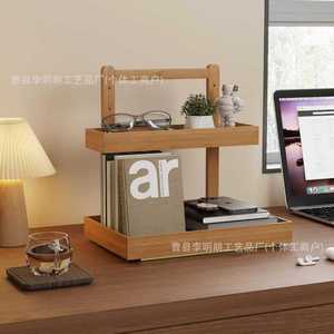 Bamboo Two Tier Bathroom <b>Shelf</b> Cosmetic Storage Organizer Rectangular <b>Desktop</b> Rack For Toiletries And Towels - Product Image 3