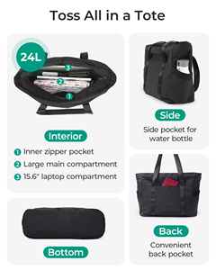 Bolsas de Viaje con Compartimentos, Bolsa de Hombro Grande, Bolso de Mano para Gimnasio, Trabajo, Escuela, Compras - Product Image 5