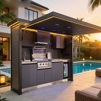 Cuisine extérieure sur mesure de 3 m en acier inoxydable 304, barbecue modulaire, évier, armoire de rangement