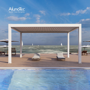 Moderne Aluminium-Pergola – Geräumiger Luxus-Gartenpavillon für den Außenbereich mit Glasschiebetüren - Product Image 5