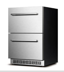 Réfrigérateur encastrable en acier inoxydable 145L pour boissons et vins, bar à glace, stockage domestique, 2 tiroirs, intérieur, étanche - Product Image 1