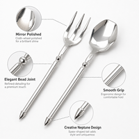 Ensemble de couverts 304 Creative Neptune en acier inoxydable avec finition miroir pour desserts, gâteaux et thé