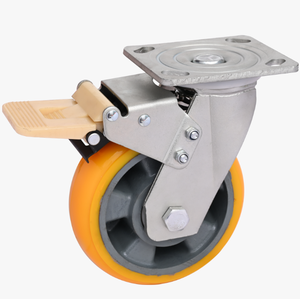 Zwaar uitgevoerd voor <span class=keywords><strong>trolley</strong></span> Beugel voor hoge belasting Slagvast aluminium kern PU-polyurethaan Universele zwenkwielen Slijtvaste rem - Product Image 1