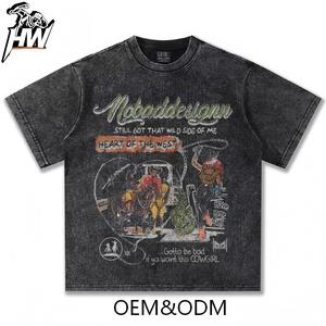 T-shirt <span class=keywords><strong>Uomo</strong></span> Estivo 2025 Vintage in Cotone Puro con Illustrazione, Lavaggio Stone Washed, Stampa Diretta, Manica Corta, Grammatura Pesante - Product Image 4
