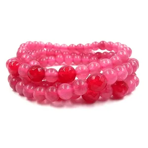 multi layer stone red string jade elastic bracelet for girls