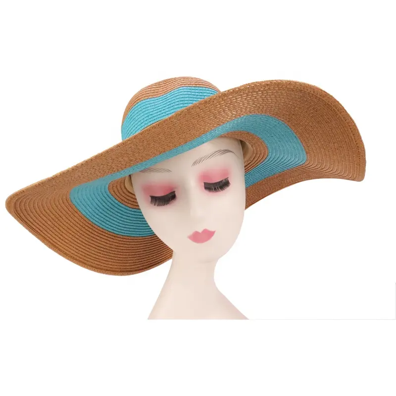 Wholesale Fashion Paper braid women big brim hats stylish summer straw weaving hat 100% paper hat