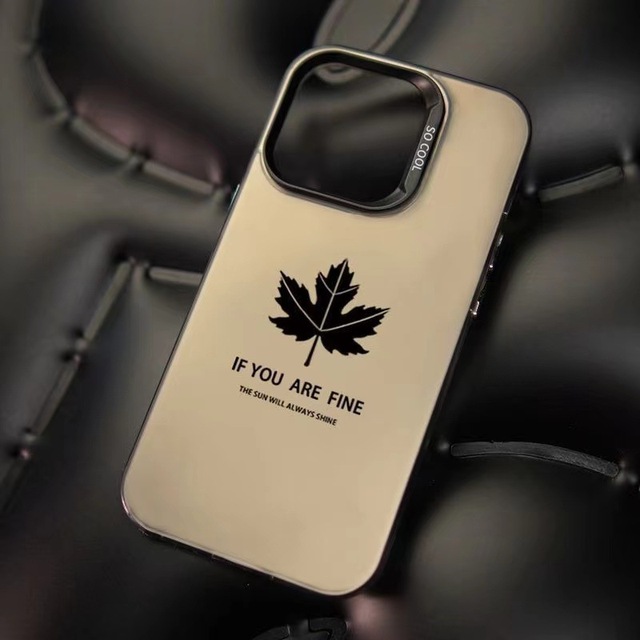 Maple Leaf Pattern Laser Printing Hard PC TPU Mobile Phone Cover Case for Iphone X Xr Xs Max 11 12 13 14 15 16 Pro Max